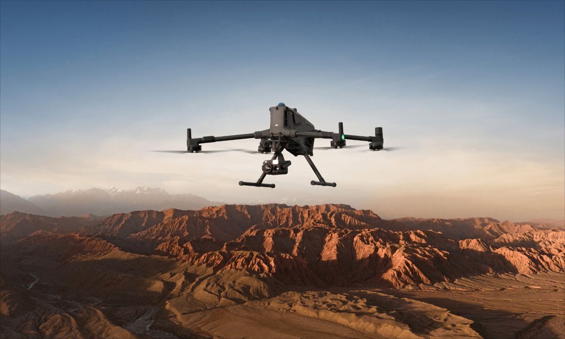 DJI Enterprise-series inspection drone with thermal camera payload in flight